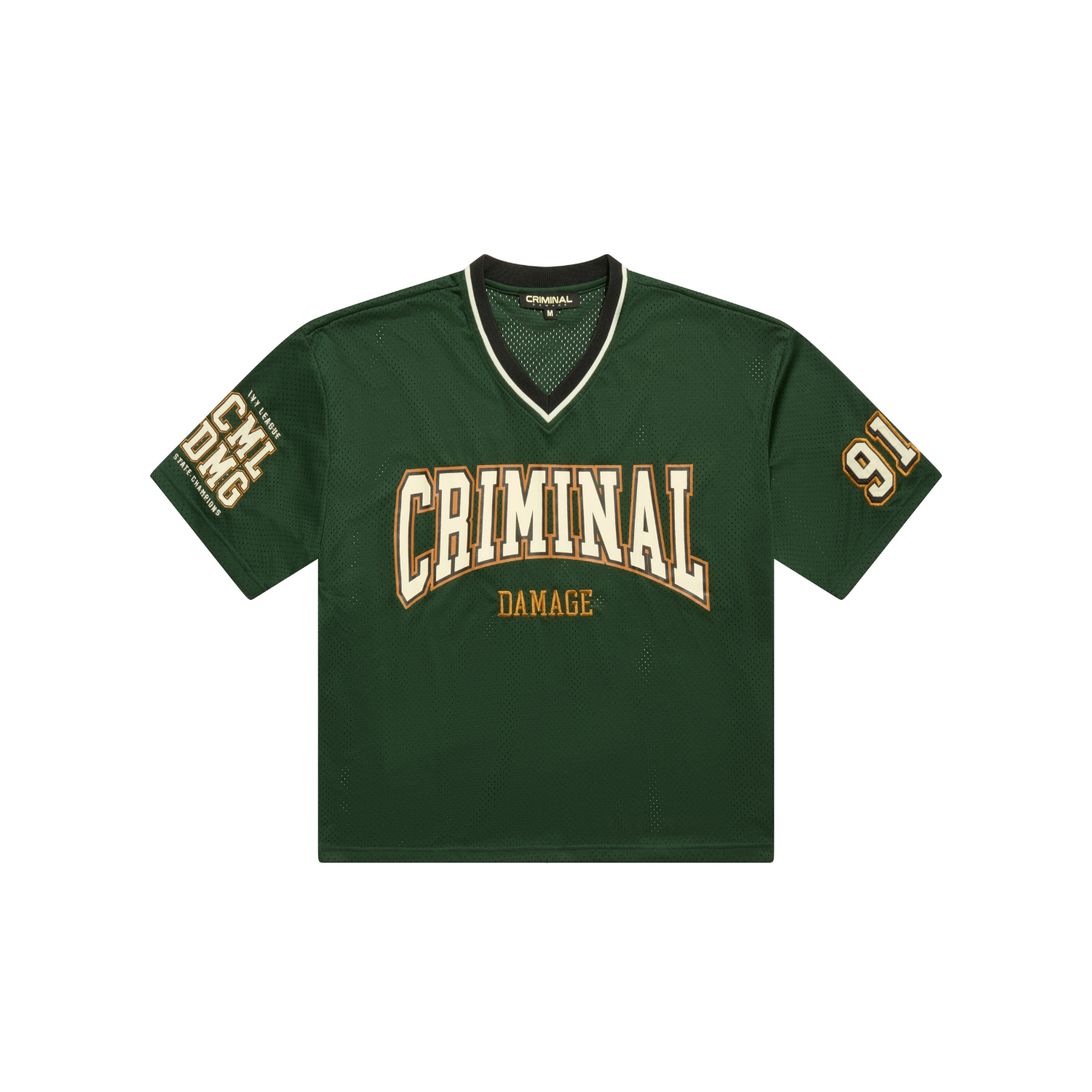 Oversized Contrast Detail NFL Style V Neck Jersey Criminal Damage Store Criminal Damage