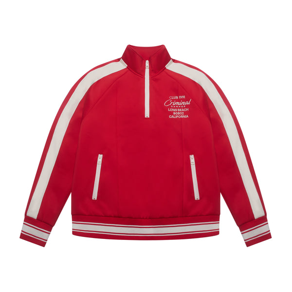 PIN TUCK HALF ZIP TRACK TOP
