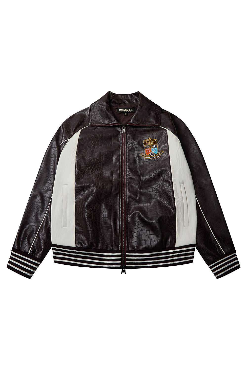 CROC LEATHER PU TRACK TOP