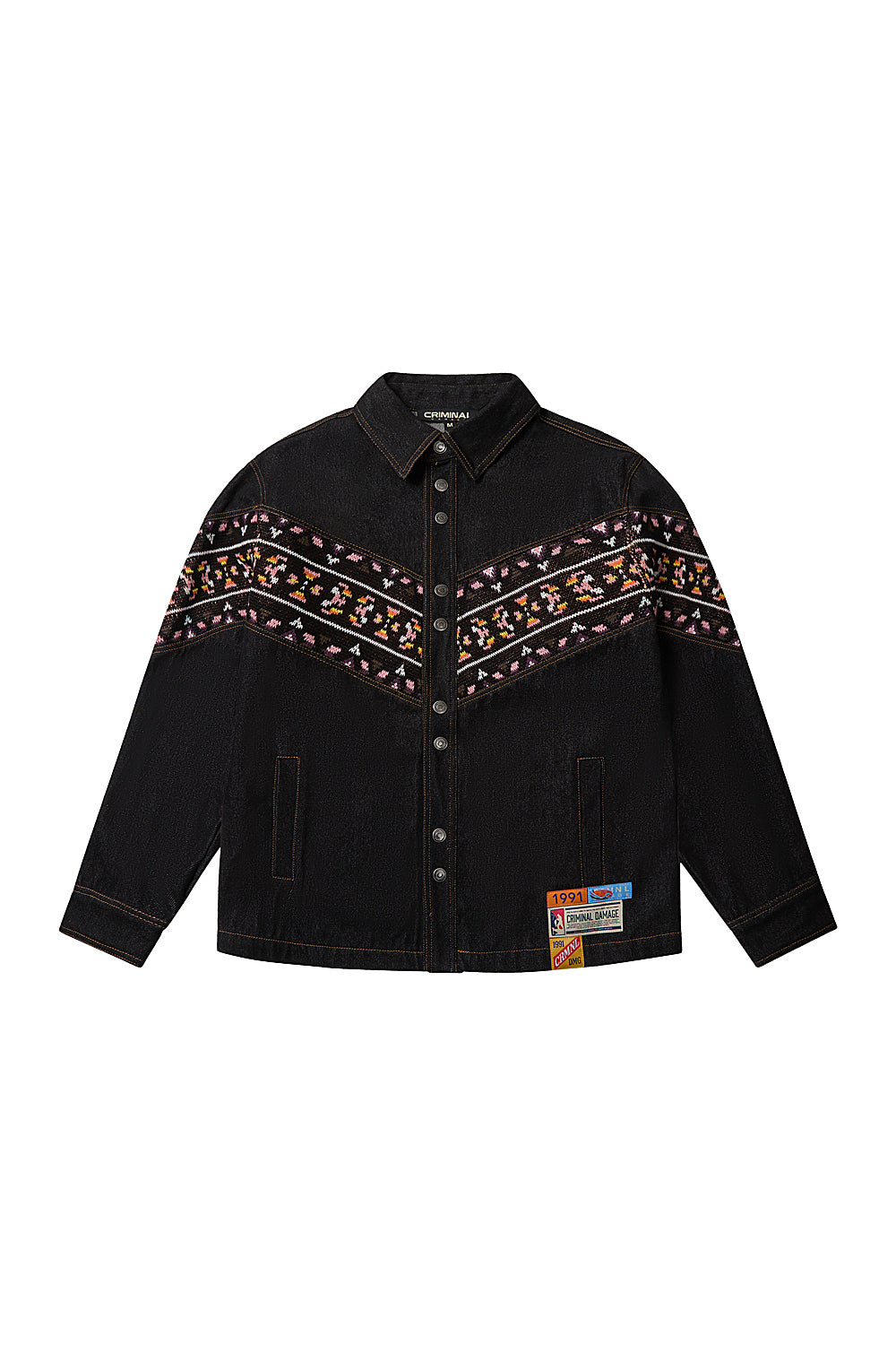 FAIR ISLE KNIT DENIM SHIRT