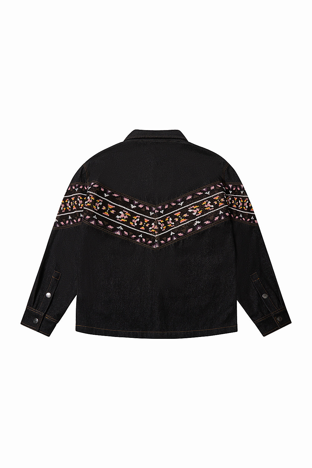 FAIR ISLE KNIT DENIM SHIRT