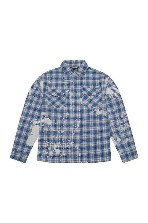Plaid Criminal Damage shirt on white background