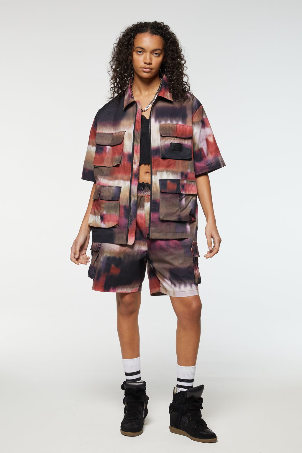 PHOTO PRINT  ZIP SHORTS