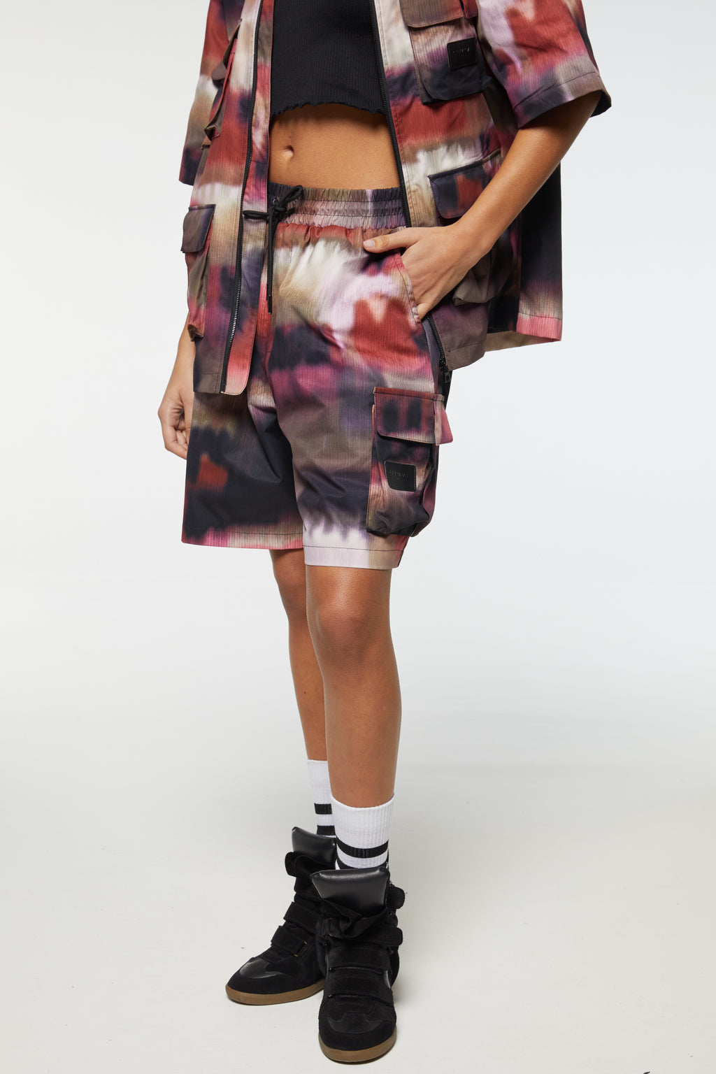 PHOTO PRINT  ZIP SHORTS