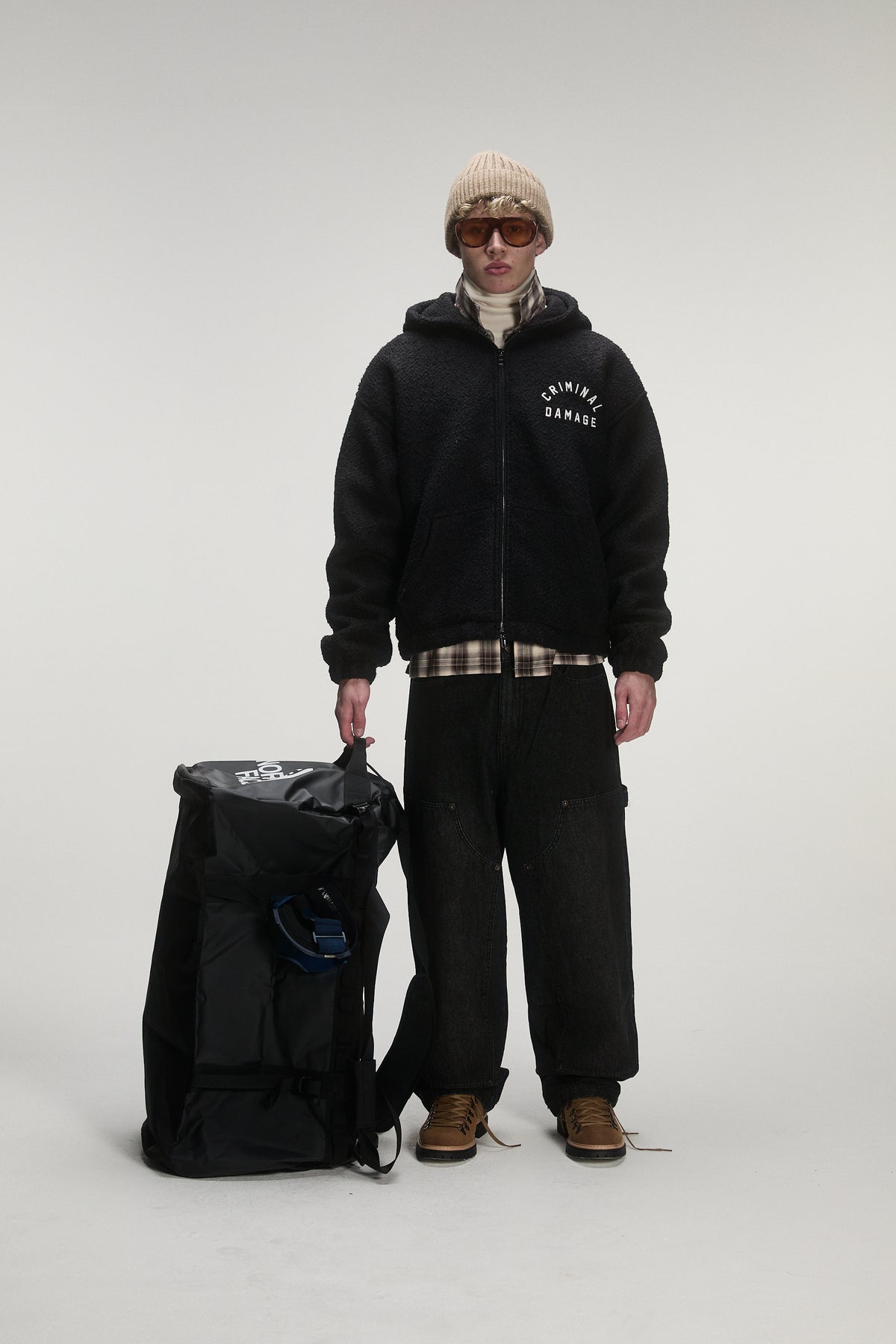 Criminal Damage Boucle Wool Hoodie in black, photo 1