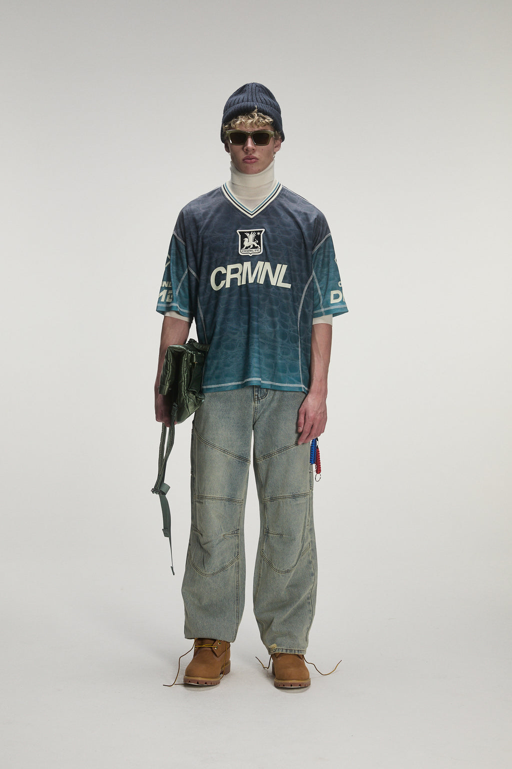 Criminal Damage AOP Gradient Croc Top in green and grey, photo 2