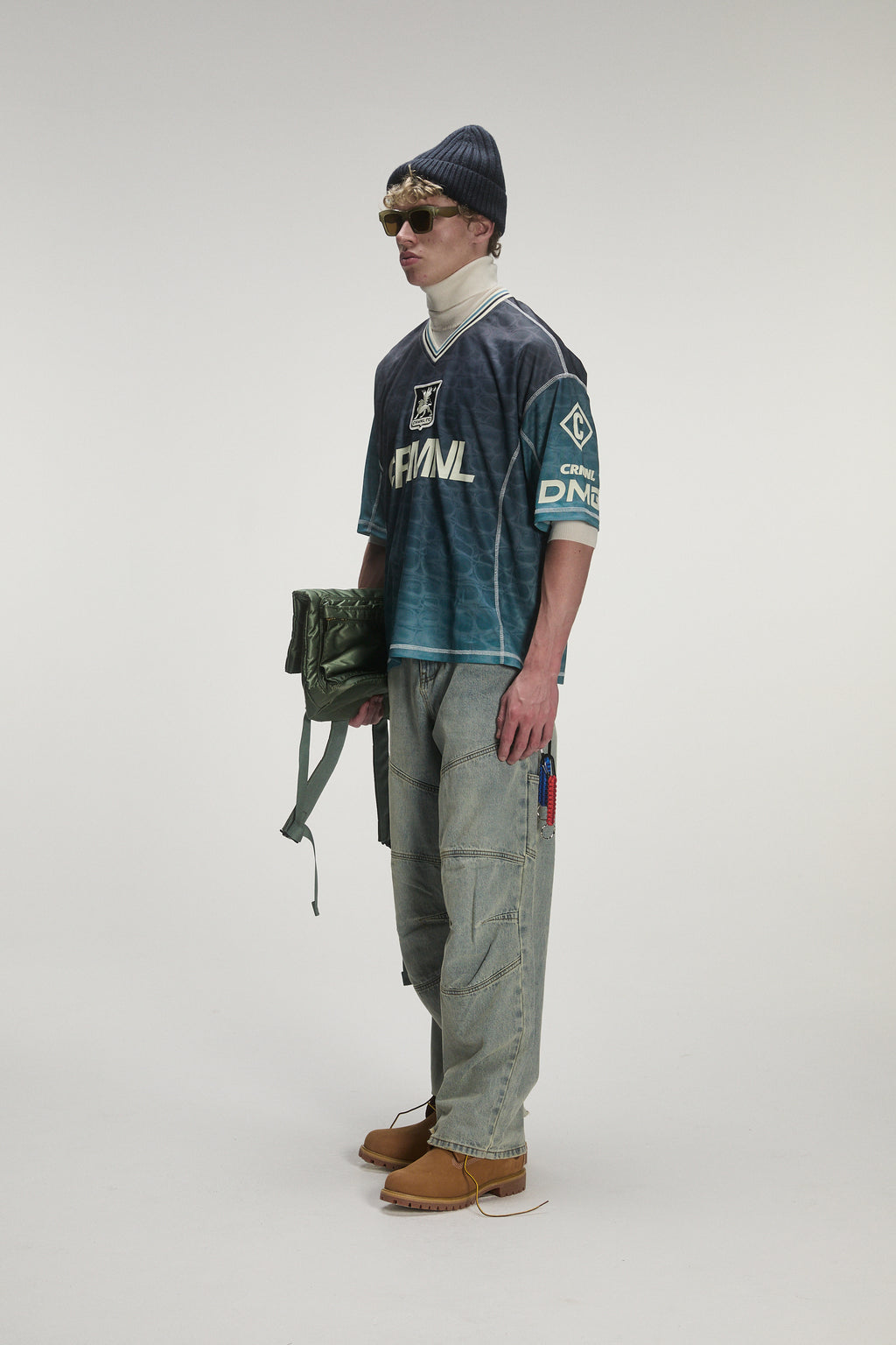 Criminal Damage AOP Gradient Croc Top in green and grey, photo 3