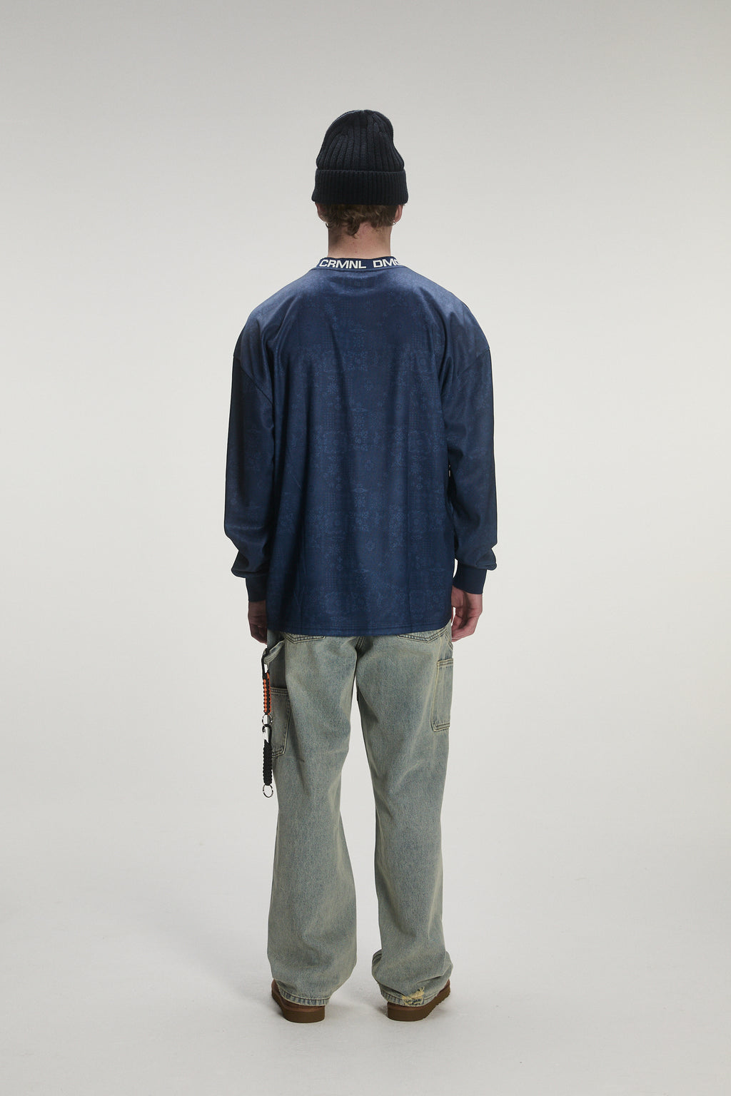 Criminal Damage Long Sleeve Paisley Sports Top in blue, photo 3