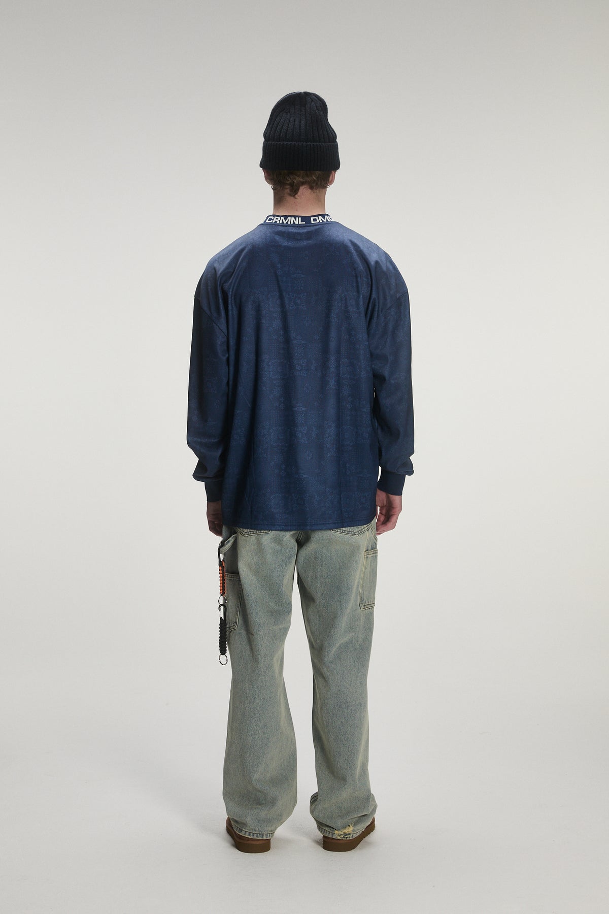 Criminal Damage Long Sleeve Paisley Sports Top in blue, photo 3