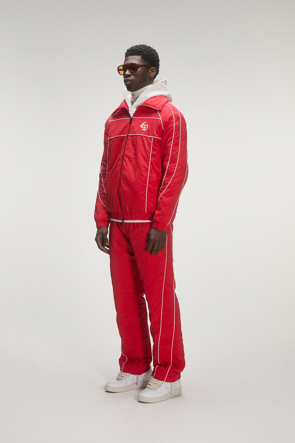 Criminal Damage Ash Nylon Tracksuit in red, photo 3