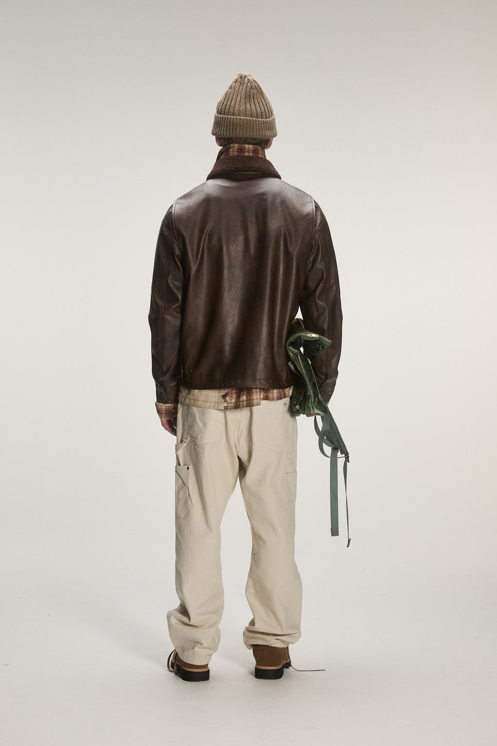 Criminal Damage Leather Fire Clip Jacket in brown, photo 4