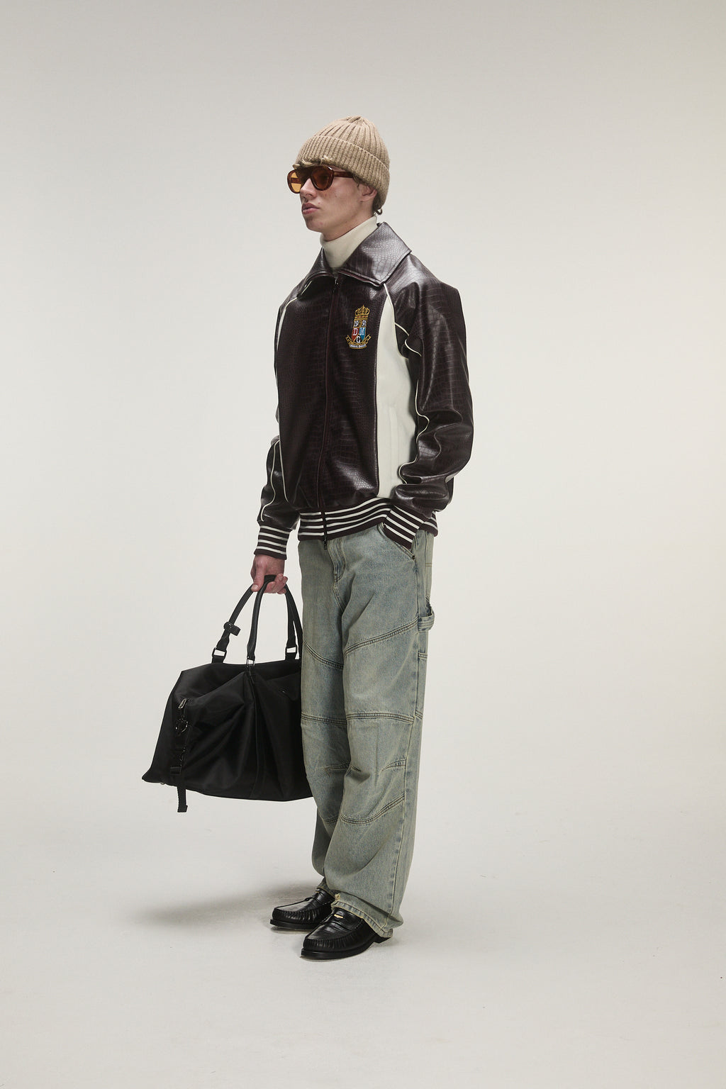 CROC LEATHER PU TRACK TOP