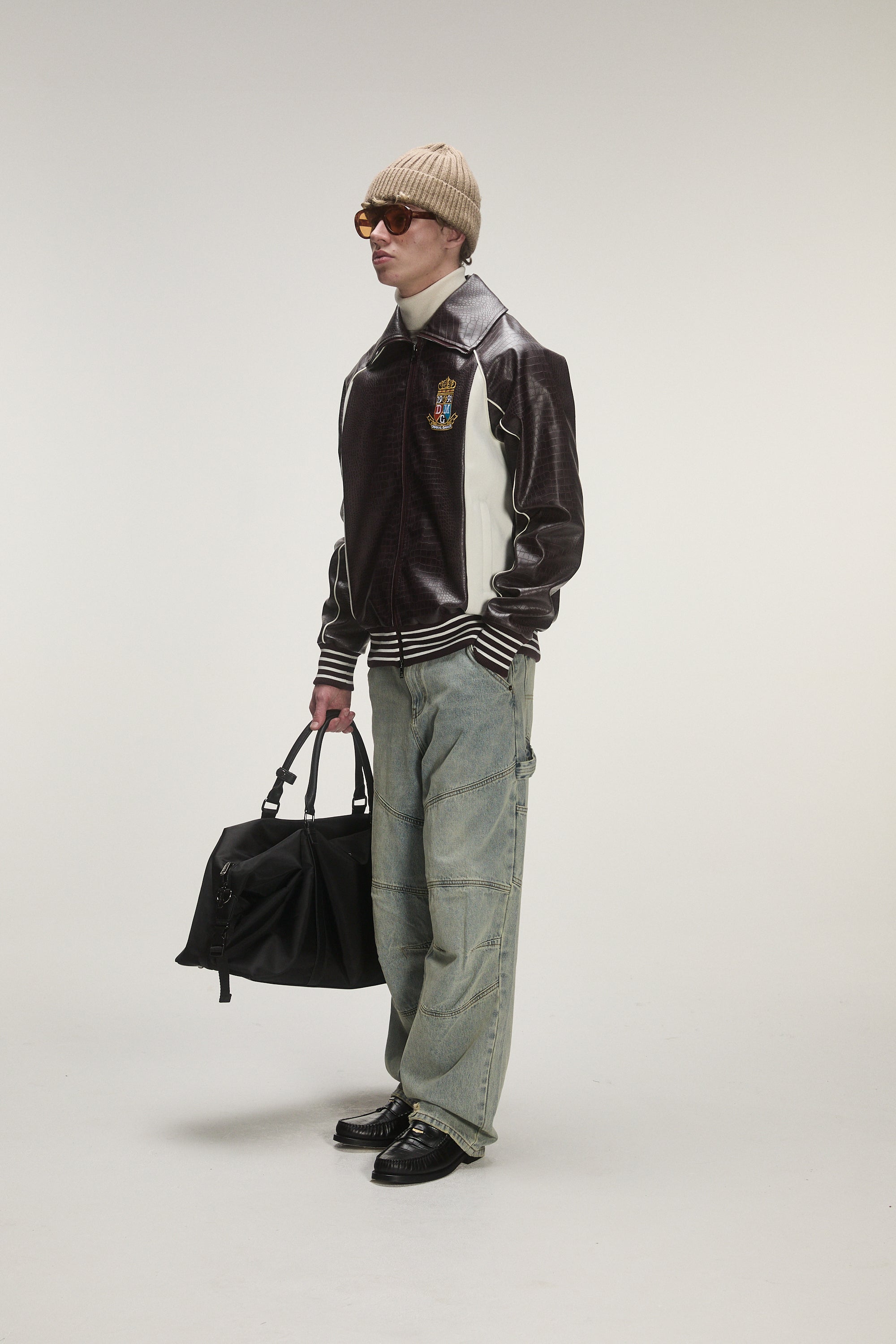 CROC LEATHER PU TRACK TOP