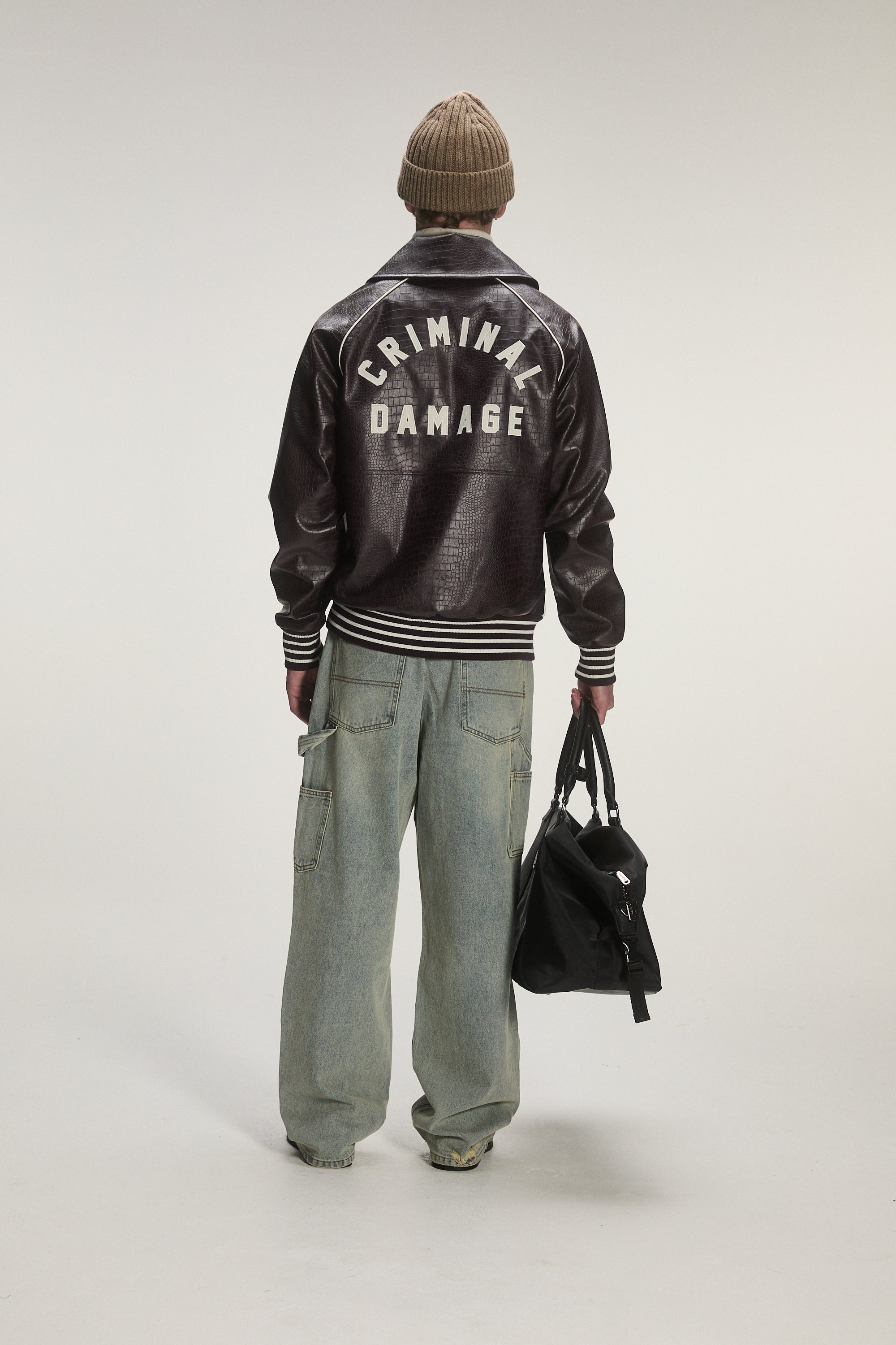 CROC LEATHER PU TRACK TOP