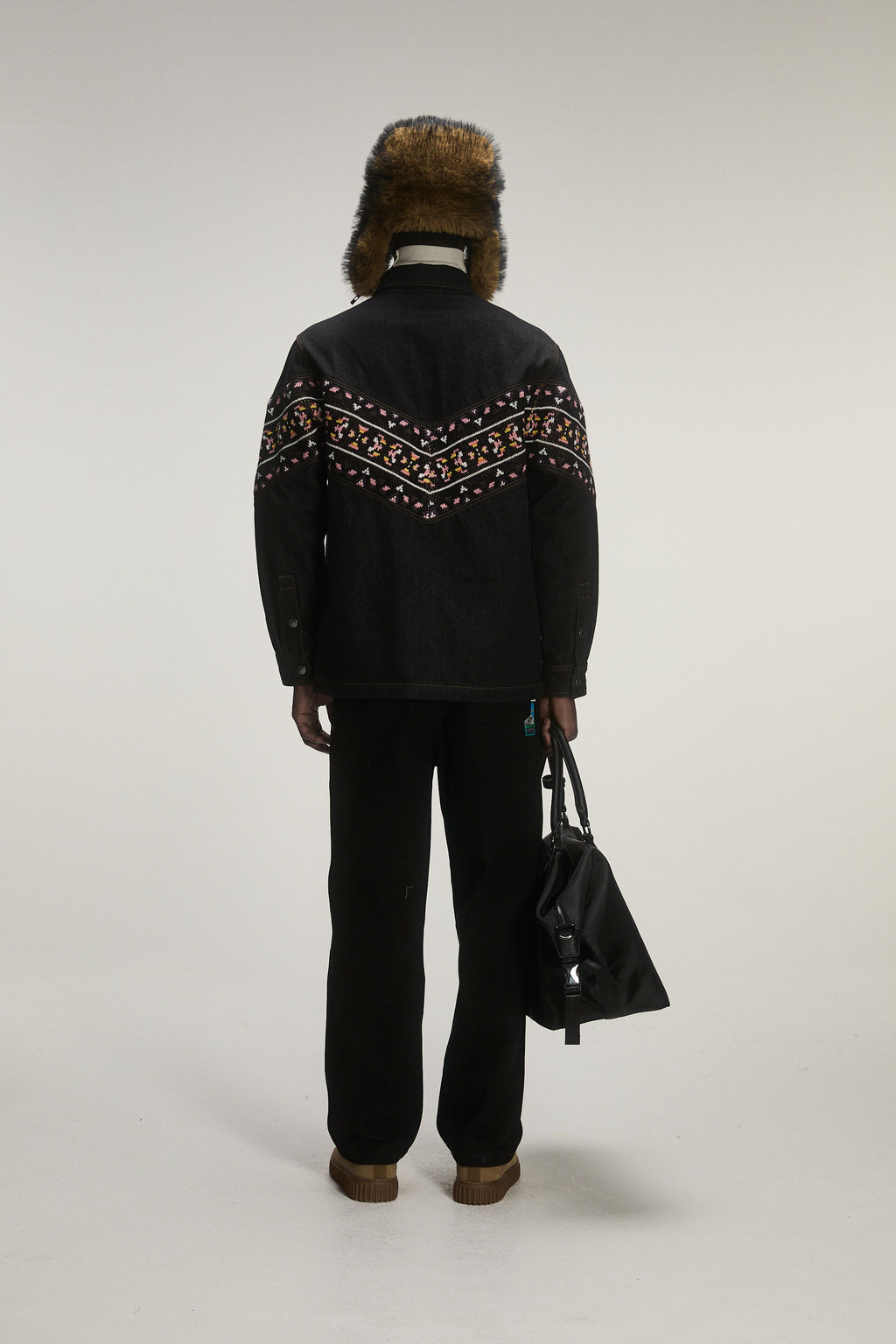 FAIR ISLE KNIT DENIM SHIRT