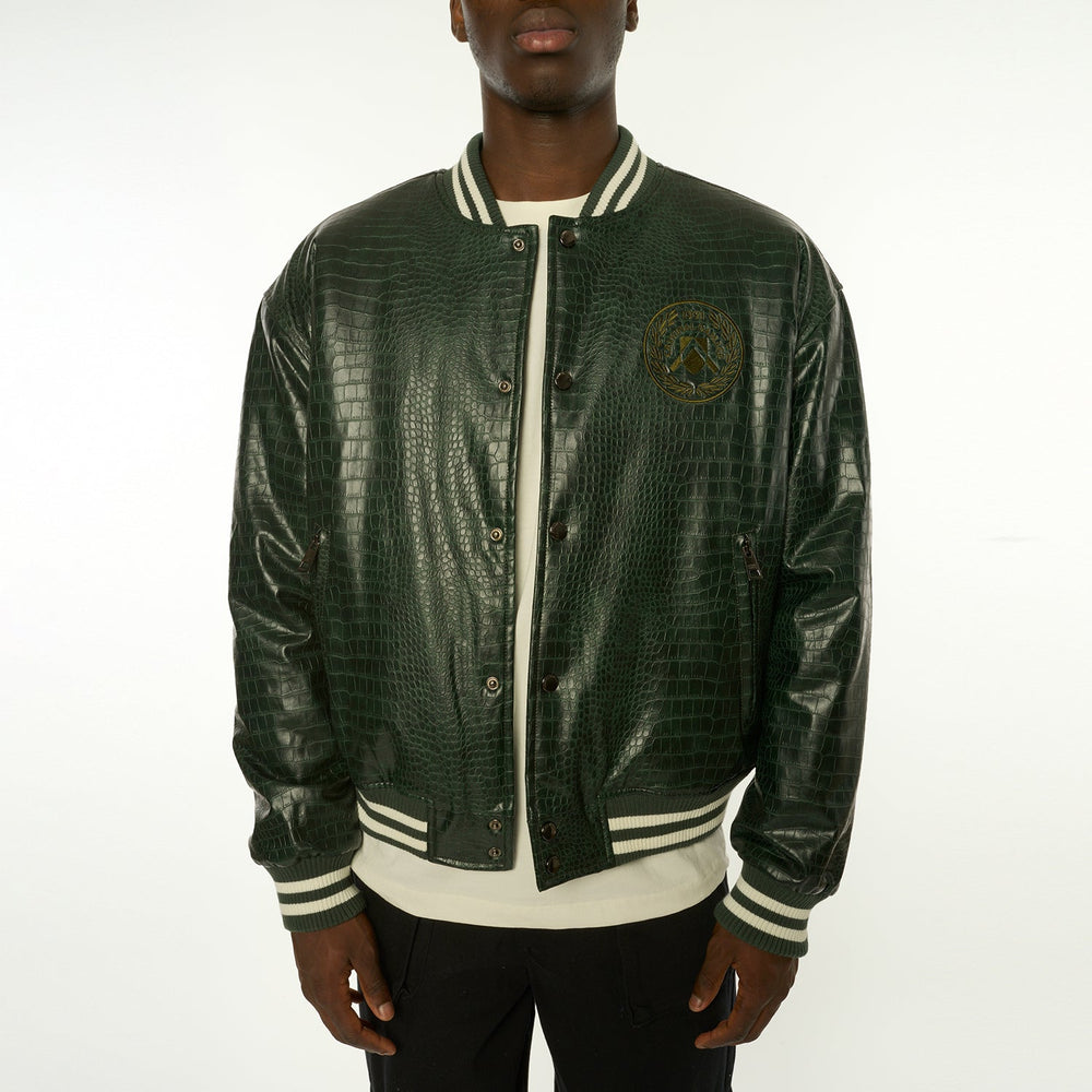 Criminal Damage Varsity Style Letterman Bomber Jacket With