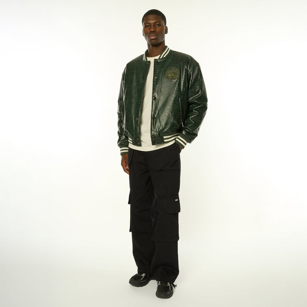 Criminal Damage Varsity Style Letterman Bomber Jacket With