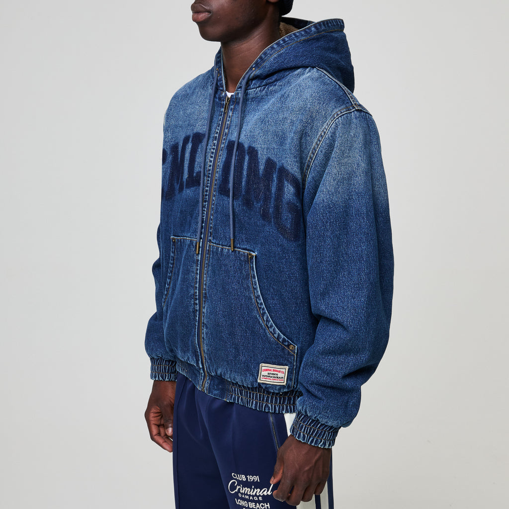 DAVIES DENIM SHERPA HOODED JACKET