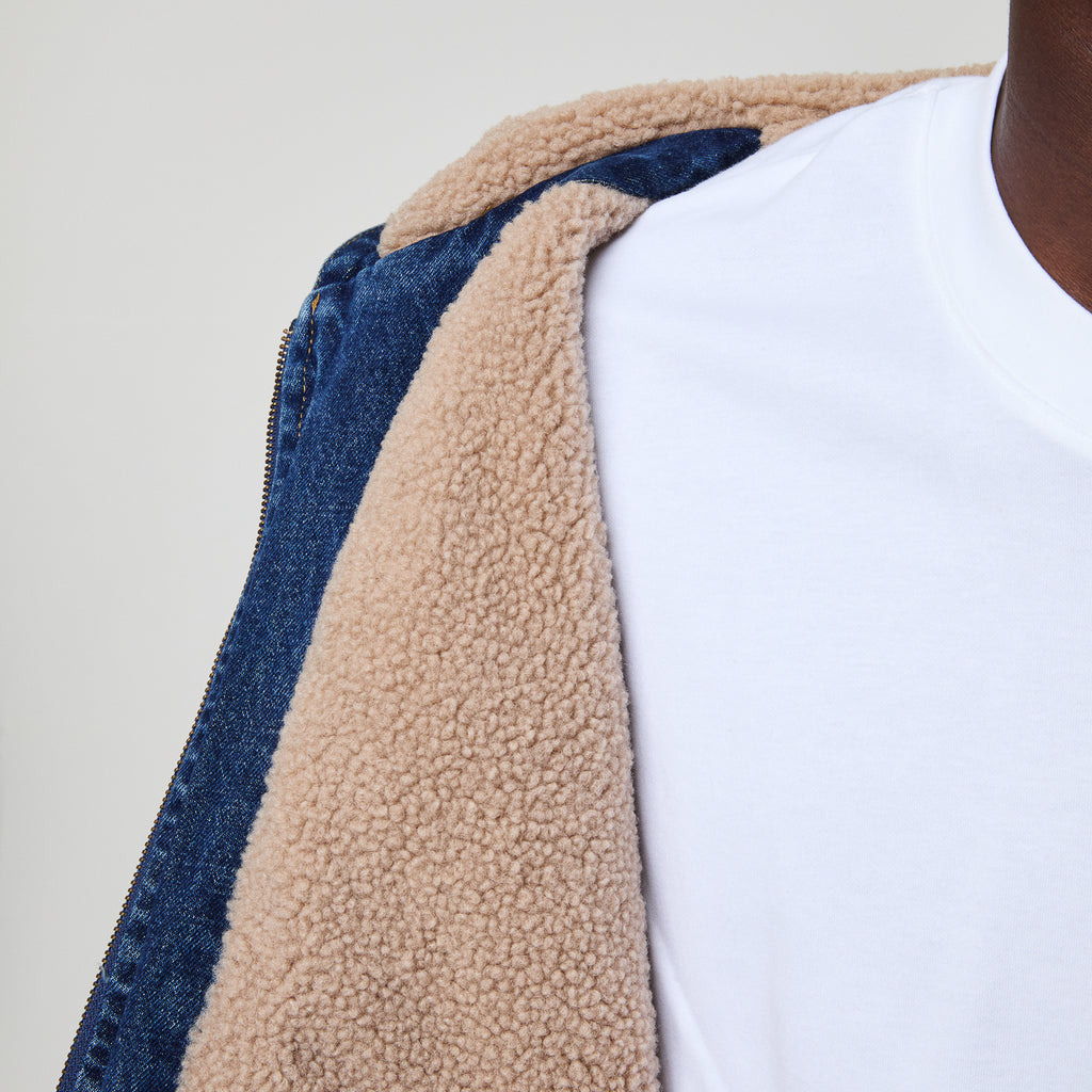 DAVIES DENIM SHERPA HOODED JACKET