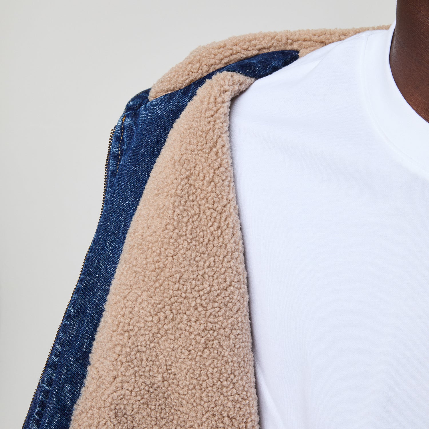 DAVIES DENIM SHERPA HOODED JACKET