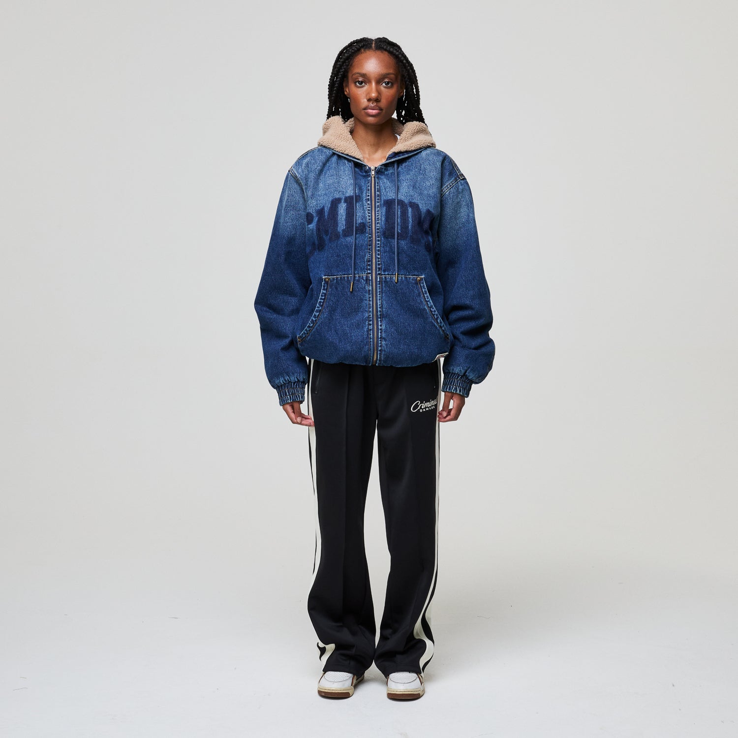 DAVIES DENIM SHERPA HOODED JACKET – Criminal Damage Store