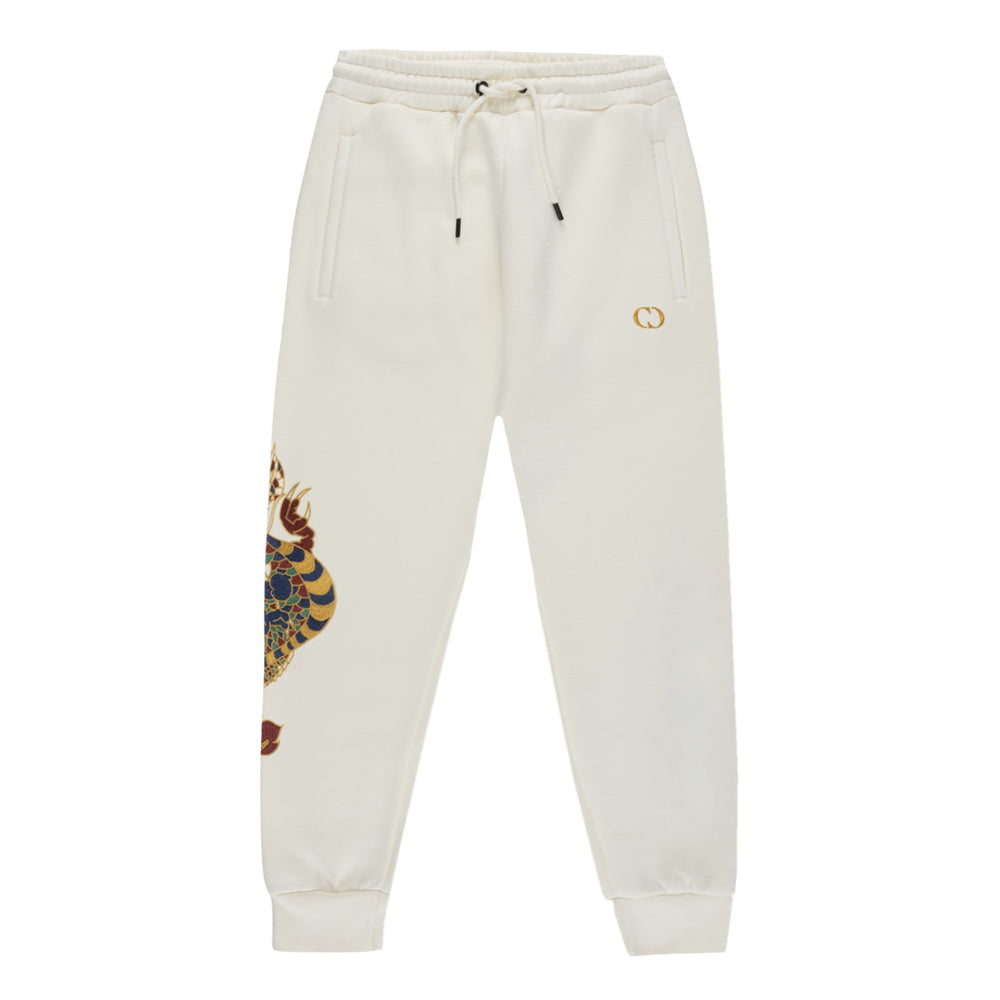 GOLD DRAGON EMBROIDERY JOGGERS - OFF WHITE – Criminal Damage Store