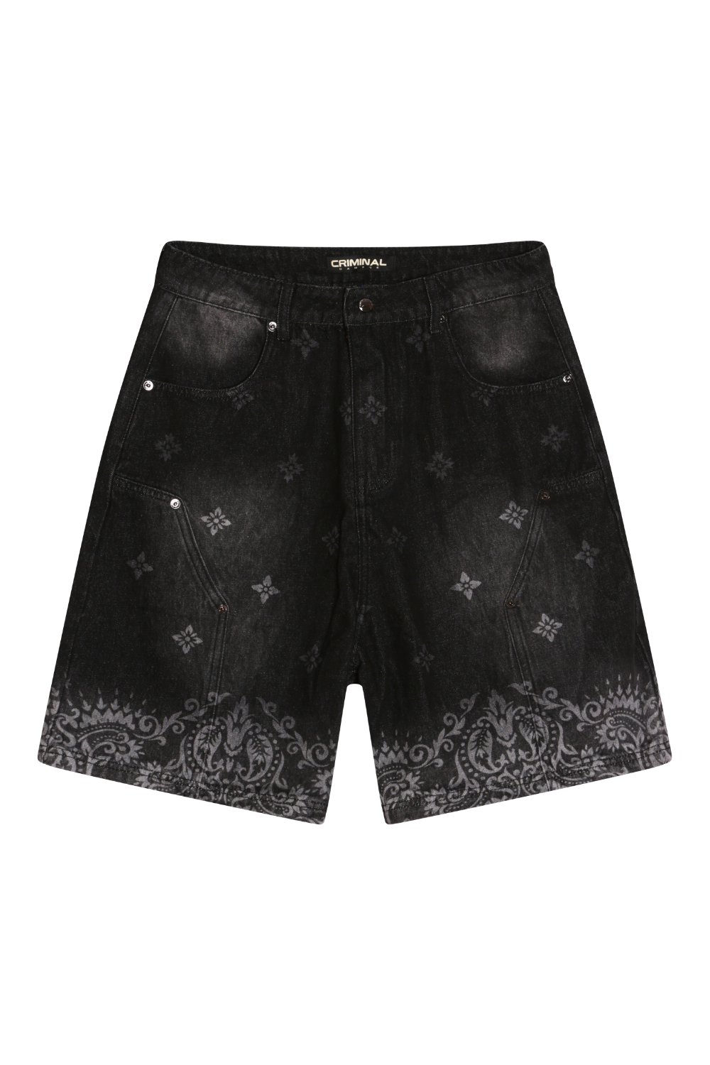 Criminal damage denim shorts