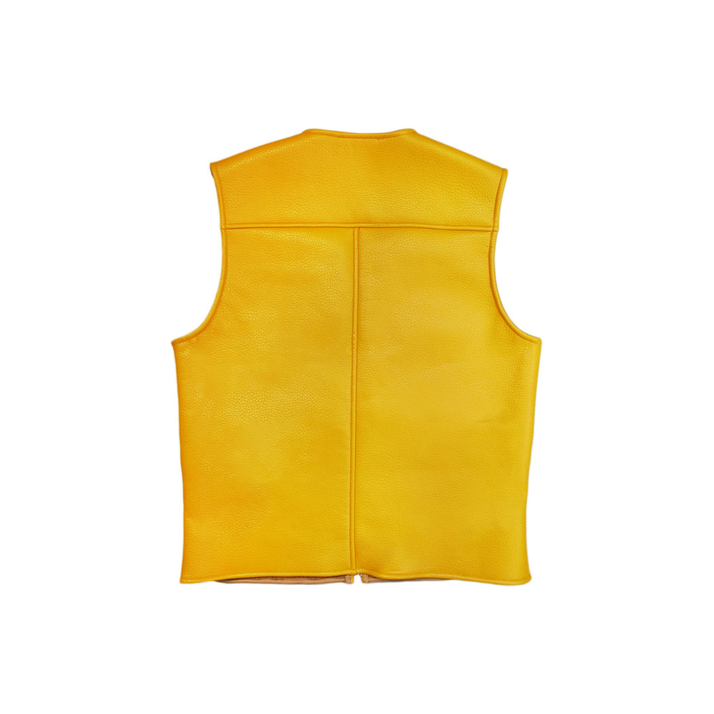 Yellow vest with a brand logo on a white background