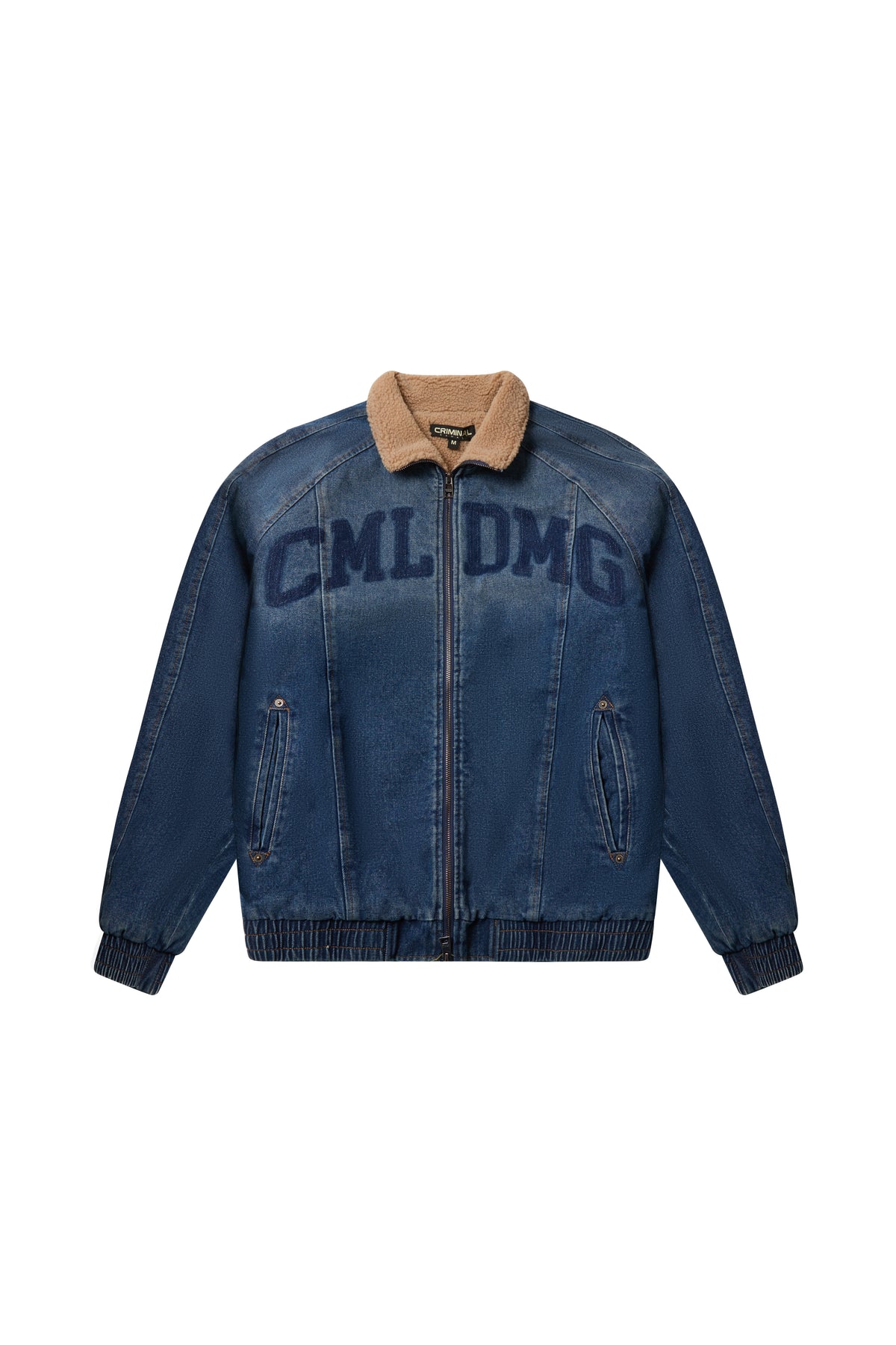 Criminal damage jacket on white background