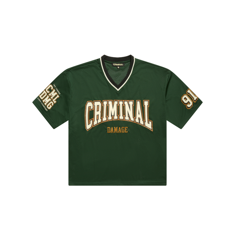 Criminal Damage Oversized Contrast Detail NFL Style V Neck