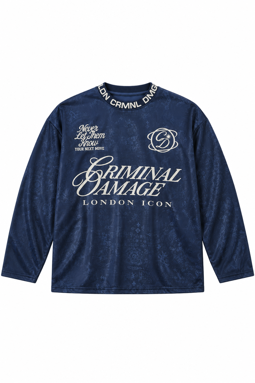 Criminal Damage Long Sleeve Paisley Sports Top in blue, main photo