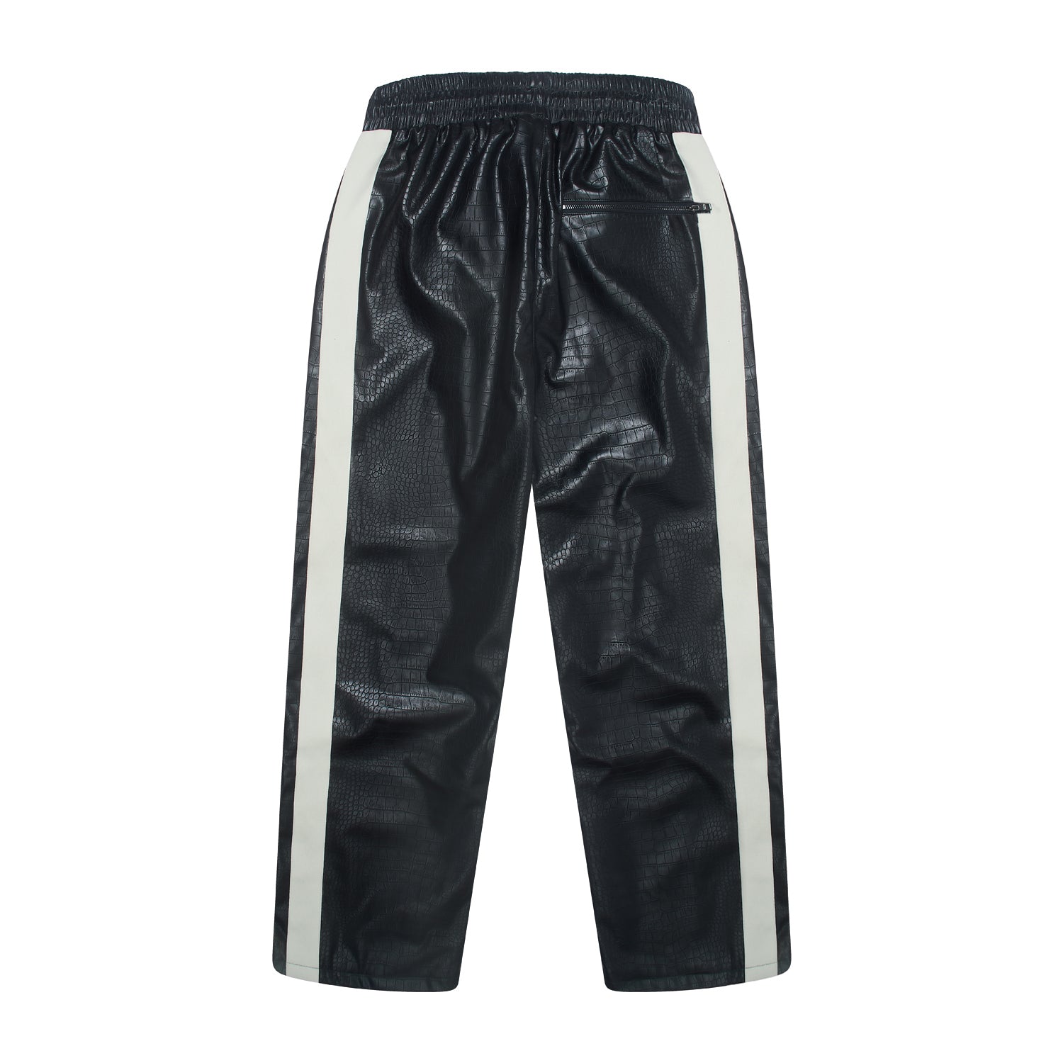 Black pants with white stripes on a white background