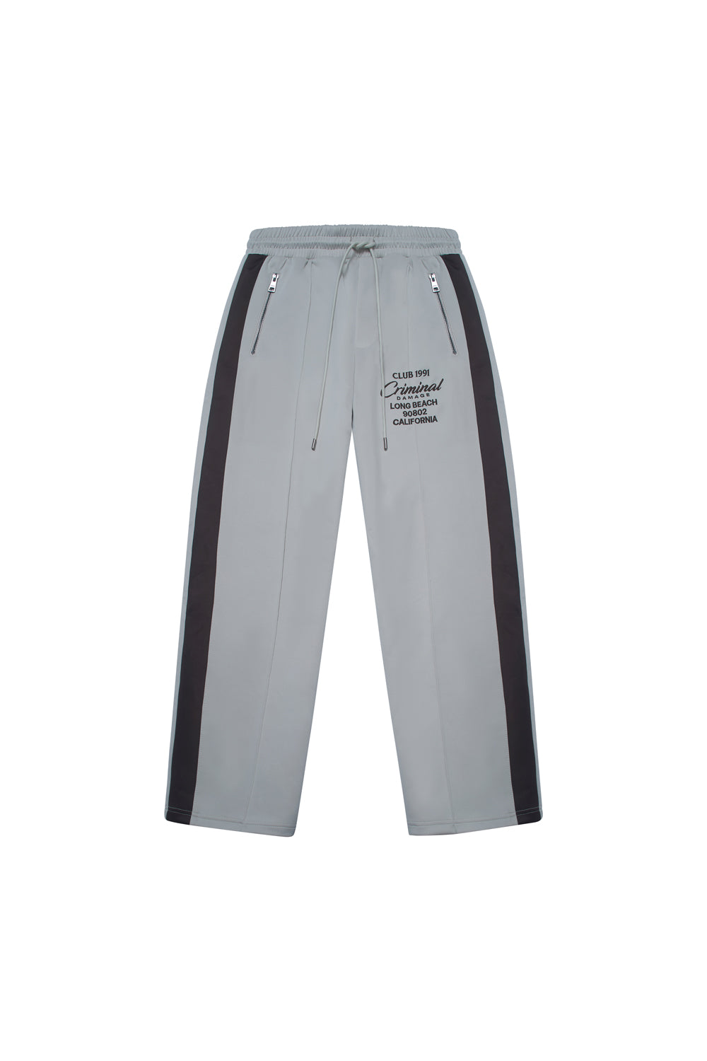 Criminal Damage grey pants on white background 
