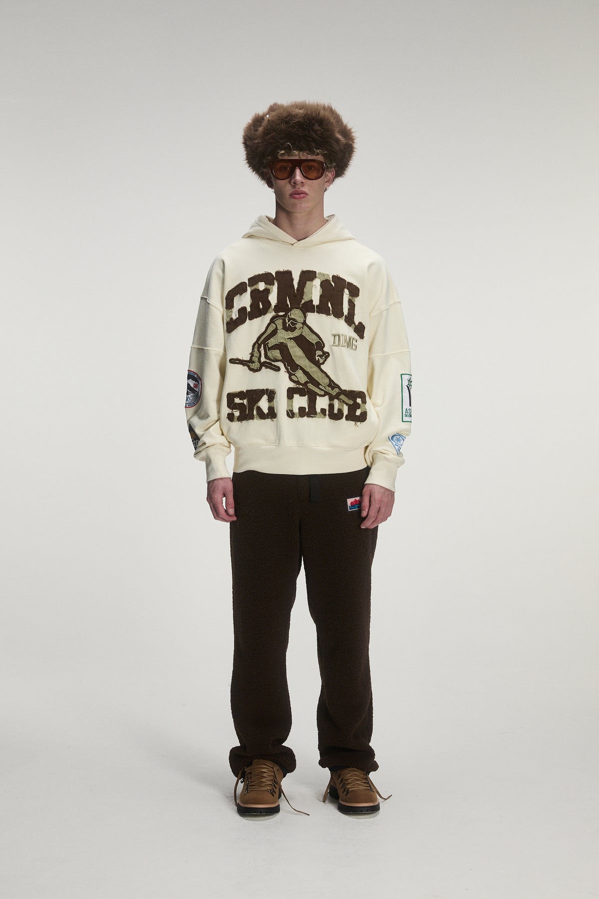 Criminal Damage Ski Club Hoodie in off white, photo 2