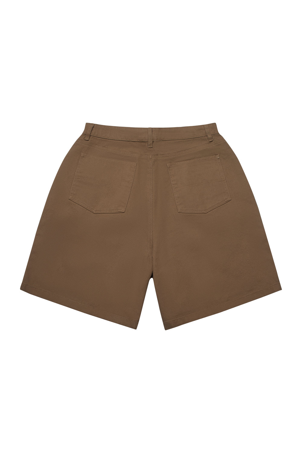 Criminal Damage brown shorts on white background
