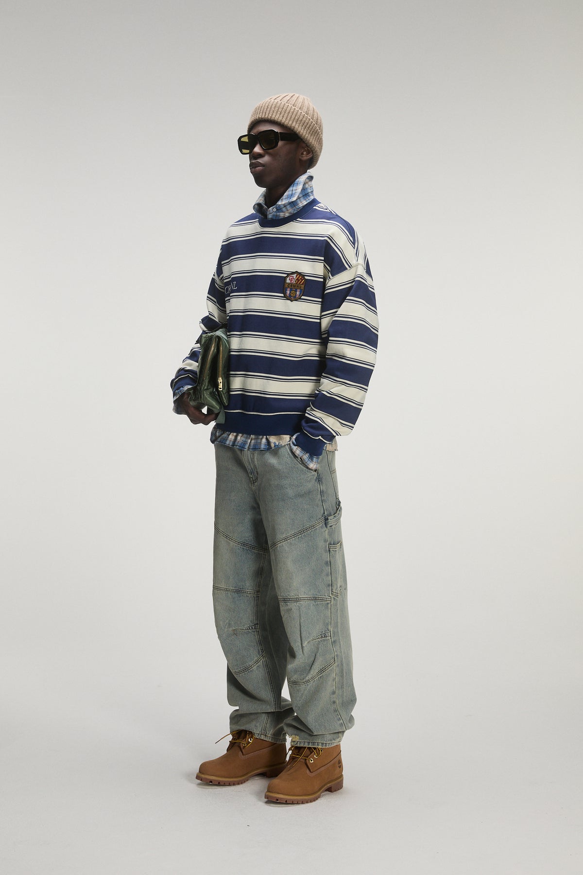 Male model wearing criminal damage sweatshirt