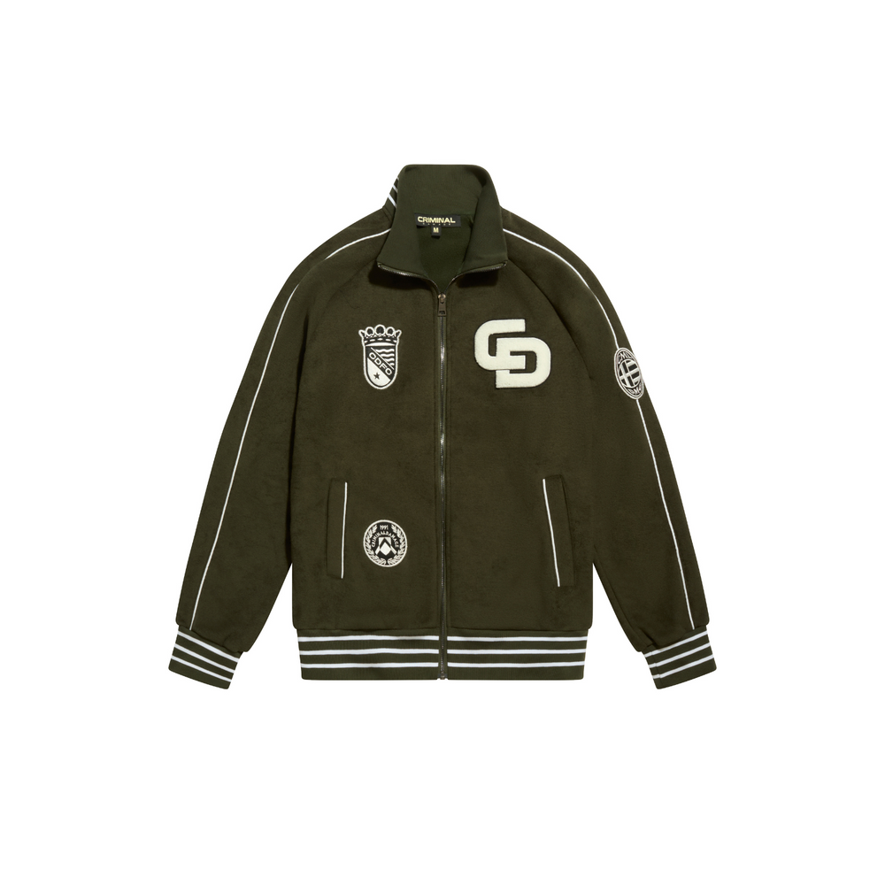 Criminal Damage Towelling Varsity Long Sleeve Track Top Criminal Damage Store