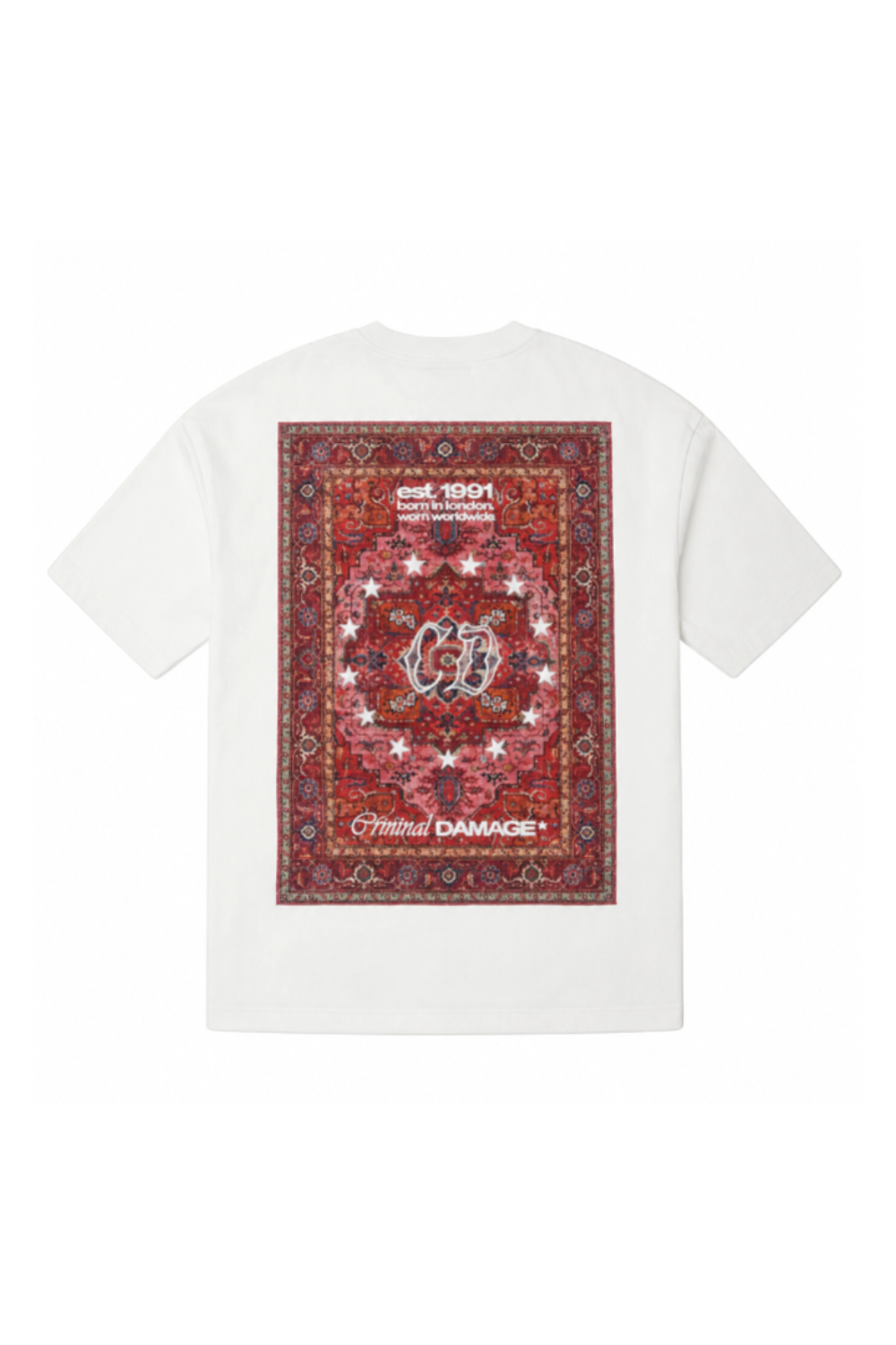 Criminal Damage Antique Rug T-Shirt in white
