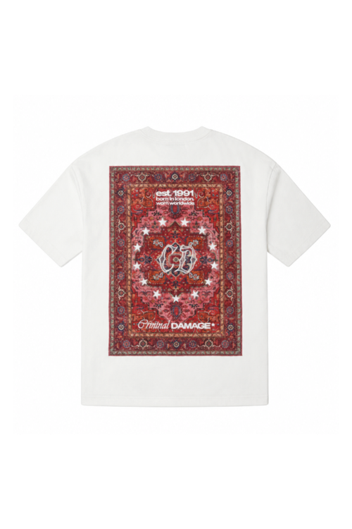 Criminal Damage Antique Rug T-Shirt in white