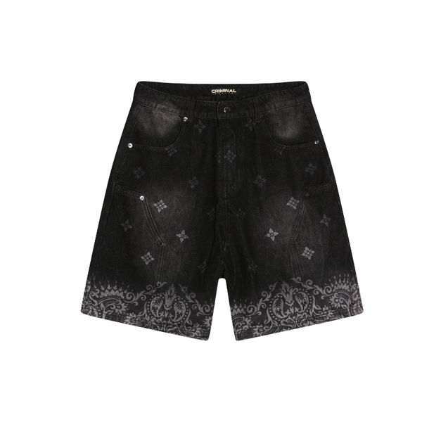 LASER PRINT DENIM SHORTS