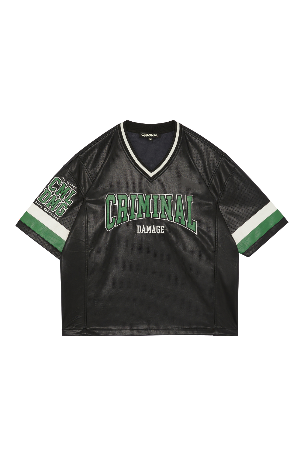 STADIUM LEATHER V NECK TOP