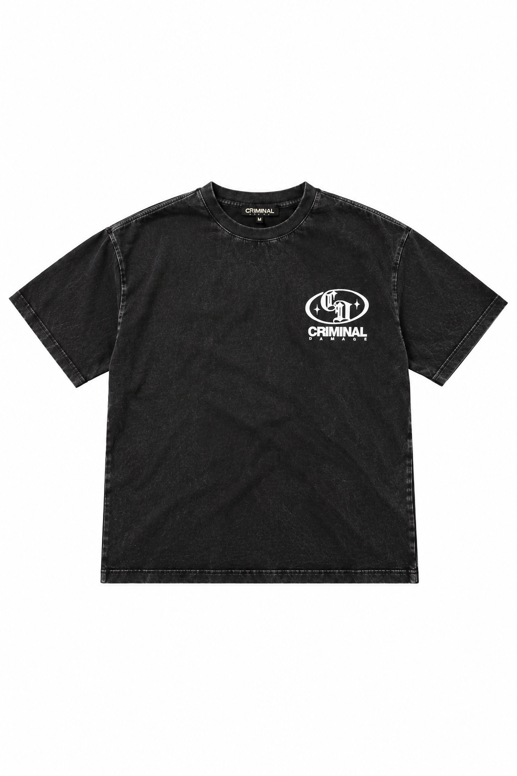 Criminal Damage Sun Fade Logo Mania T-Shirt in washed black, photo 2