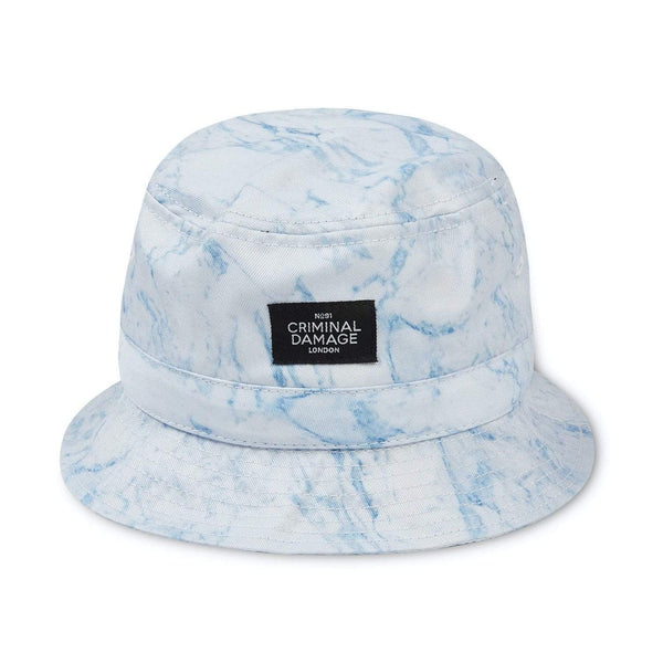 Criminal Damage Store OS Marble Bucket Hat - White/Blue