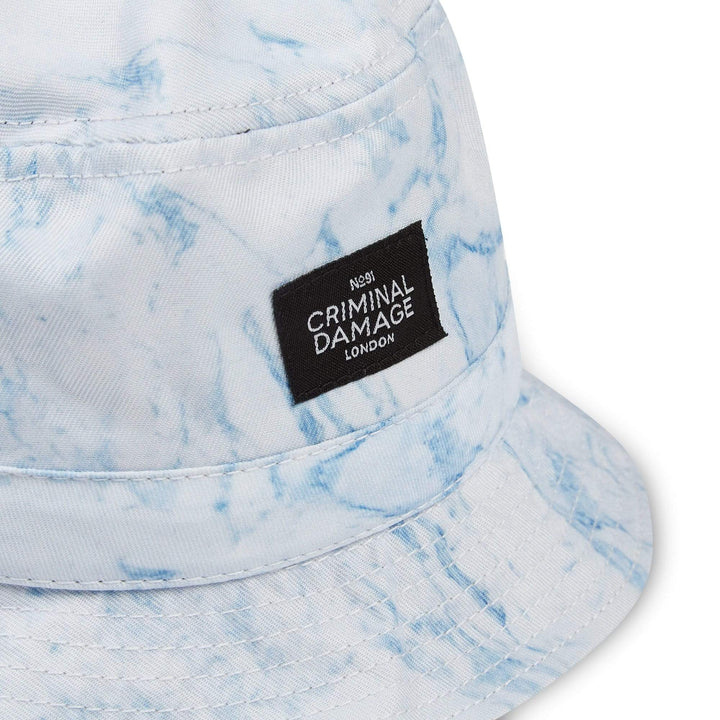 Criminal Damage Store OS Marble Bucket Hat - White/Blue